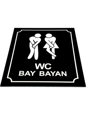 Se-Dizayn Wc Tuvalet Tabelası Bay Bayan, Kapı Duvar Yönlendirme Levhası 13 cm x 16 cm Xl