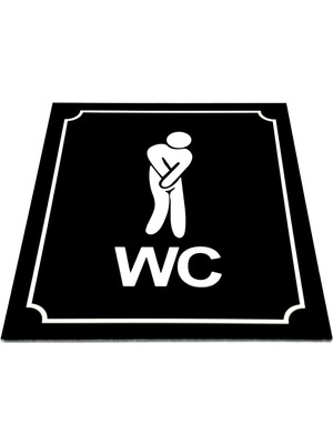 Se-Dizayn Wc Tuvalet Tabelası Bay Komik, Kapı ve Duvar Yönlendirme Levhası 13 cm x 16 cm Xl