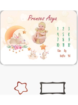 Erays Home Kişiye Özel İsimli Kız Bebek Hediye Aylık Fotoğraf Anı Battaniyesi