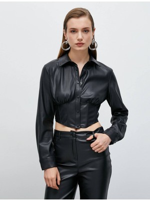 Koton 4WAK60007EW Koton Kadın  Gömlek Siyah