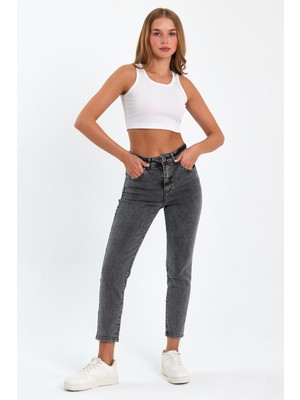 Tref Jns Gri Mom Jeans Likralı Kot Pantolon Trefjeans-Gri-Mom-Jean-2