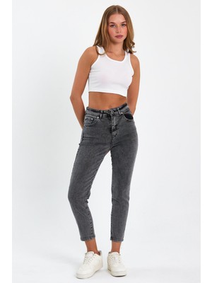 Tref Jns Gri Mom Jeans Likralı Kot Pantolon Trefjeans-Gri-Mom-Jean-2