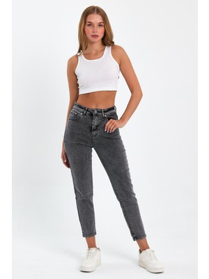 Tref Jns Gri Mom Jeans Likralı Kot Pantolon Trefjeans-Gri-Mom-Jean-2