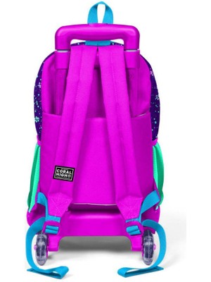 Coral High Kids Mor Pembe Kedi Desenli Çekçekli 2'li Çanta Seti GOSET0223932