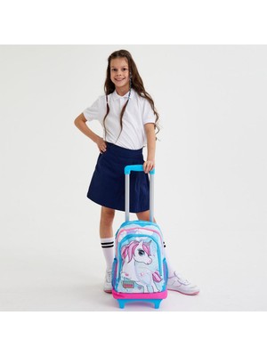 Coral High Kids Mavi Neon Pembe Unicorn Desenli Çekçekli 2'li Çanta Seti GOSET0223911