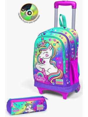 Coral High Kids Lavanta Su Yeşili Unicorn Desenli Çekçekli 2'li Çanta Seti GOSET0223929