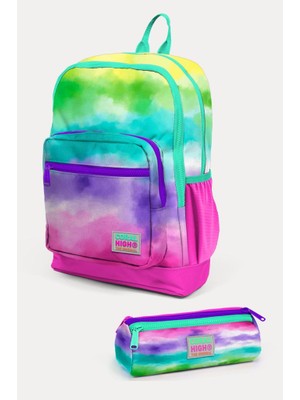 Coral High Kids Renkli Batik Desenli 2'li Okul Çanta Seti GOSET0223739