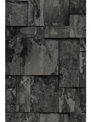 Bien Duvar Kağıtları Adawall roka Serisi 23106-5 Koyu Gri Siyah Geometrik Taş Desen Duvar Kağıdı 16,5 M²
