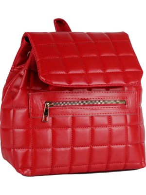 SİA ÇANTA Kapitone Desenli, Önden Cepli ve Kapaklı Sırt Çantası