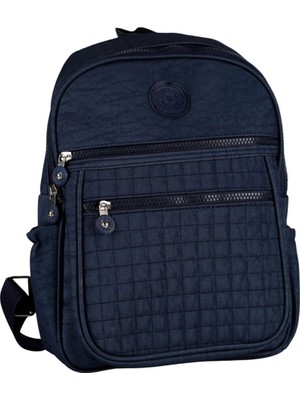 SİA ÇANTA Kırinkıl Kumaş 3 Gözlü, Matara Bölmeli Su Geçirmez Kumaş Ön Kapitone Baskılı Kadın Sırt Çantası