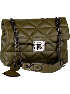 SİA ÇANTA Kapitone Desenli Zincir Askılı İki Ayrı Bölmeli KilitLİ kapak Detaylı Kadın Omuz Çantası