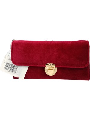 Narin Kadife Doku Kilit Aksesuar Çapraz Zincir Kullanışlı  Dizayn Çanta Cüzdan