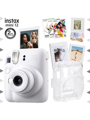 Fujifilm Instax Mini 12 Beyaz Fotoğraf Makinesi 30'lu Film ve Kılıf Mega Set ile Kullanımı Kolay