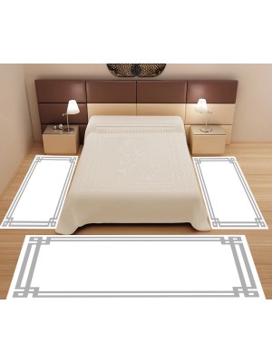 Sihirli Halı Dijital Baskı 3'lü Yatak Odası Halı Seti Yıkanabilir 80 x 150 (X2) 80 x 300 (X1) Beyaz HT430
