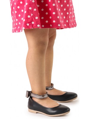 Kiko Kids Cırtlı Kız Çocuk Fiyonklu Babet Ayakkabı Ege 205 Cilt Bilekten Bağlamalı