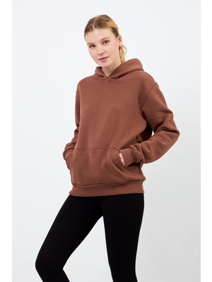 Volanlı Kahverengi Hoodie