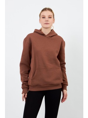 Volanlı Kahverengi Hoodie