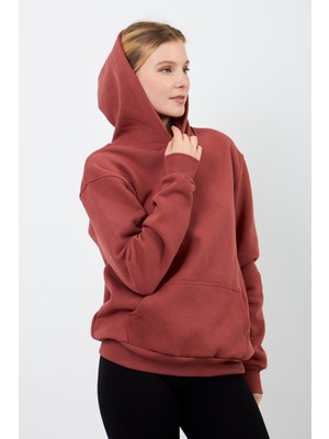 Volanlı Gül Kurusu Hoodie