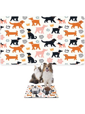 Monnhein Mama ve Su Evcil Hayvan Beslenme Matı, Kolay Temizlenen Emici Su Geçirmez Kumaş, Küçük Orta Boy ve Büyük Kedi ve Köpekler Için Dayanıklı Köpek Kedi Paspas (50X35, Beyaz Renkli Dog)