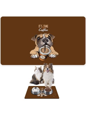 Monnhein Mama ve Su Evcil Hayvan Beslenme Matı, Kolay Temizlenen Emici Su Geçirmez Kumaş, Küçük Orta Boy ve Büyük Kedi ve Köpekler Için Dayanıklı Köpek Kedi Paspas (50X35, Caffe Dog)