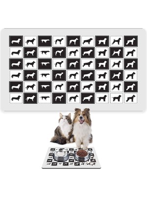 Monnhein Mama ve Su Evcil Hayvan Beslenme Matı, Kolay Temizlenen Emici Su Geçirmez Kumaş, Küçük Orta Boy ve Büyük Kedi ve Köpekler Için Dayanıklı Köpek Kedi Paspas (50X35, Satranç Dogs)
