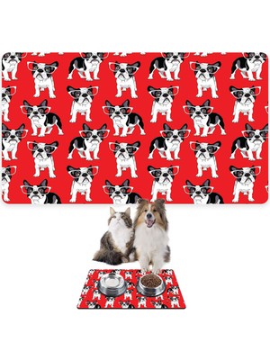 Monnhein Mama ve Su Evcil Hayvan Beslenme Matı, Kolay Temizlenen Emici Su Geçirmez Kumaş, Küçük Orta Boy ve Büyük Kedi ve Köpekler Için Dayanıklı Köpek Kedi Paspas (50X35, Kırmızı)