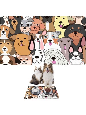 Monnhein Mama ve Su Evcil Hayvan Beslenme Matı, Kolay Temizlenen Emici Su Geçirmez Kumaş, Küçük Orta Boy ve Büyük Kedi ve Köpekler Için Dayanıklı Köpek Kedi Paspas (50X35, Renkli Köpekler)
