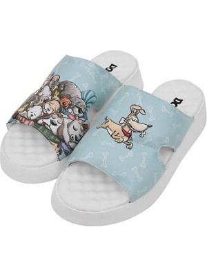 Kadın Vegan Deri Turkuaz Terlik - Sleeping Dogs Tasarım