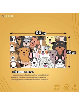 Monnhein Mama ve Su Evcil Hayvan Beslenme Matı, Kolay Temizlenen Emici Su Geçirmez Kumaş, Küçük Orta Boy ve Büyük Kedi ve Köpekler Için Dayanıklı Köpek Kedi Paspas (40X60, Renkli Köpekler)