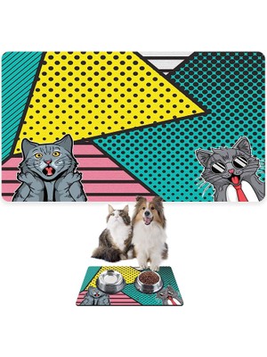 Monnhein Mama ve Su Evcil Hayvan Beslenme Matı, Kolay Temizlenen Emici Su Geçirmez Kumaş, Küçük Orta Boy ve Büyük Kedi ve Köpekler Için Dayanıklı Köpek Kedi Paspas (40X60, Popart)