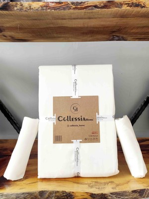 Collessia Home %100 Pamuk Saten Çift Kişilik Düz Çarşaf Takımı Lastiksiz 240X260 cm - Beyaz