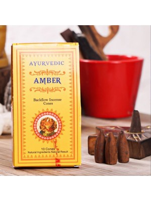 Hediyesahibi  Ayurvedic Konik ( Geri Akış ) Tütsü Amber Aromalı ( 10 Adet )