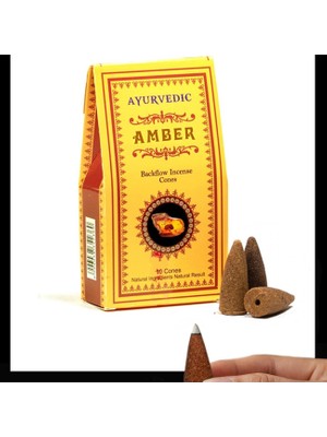 Hediyesahibi  Ayurvedic Konik ( Geri Akış ) Tütsü Amber Aromalı ( 10 Adet )