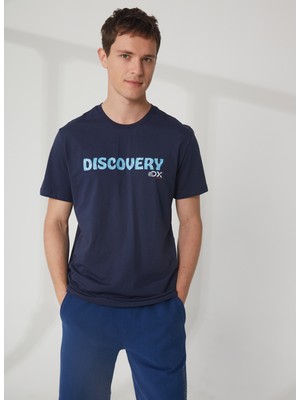 Discovery Expedition  Bisiklet Yaka Baskılı Lacivert Erkek T-Shirt HOLDEN