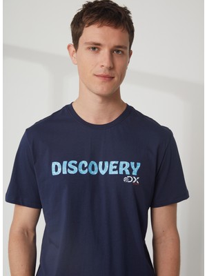 Discovery Expedition  Bisiklet Yaka Baskılı Lacivert Erkek T-Shirt HOLDEN