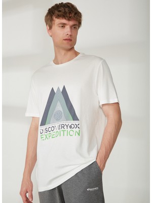 Discovery Expedition  Bisiklet Yaka Baskılı Kırık Beyaz Erkek T-Shirt ALEX