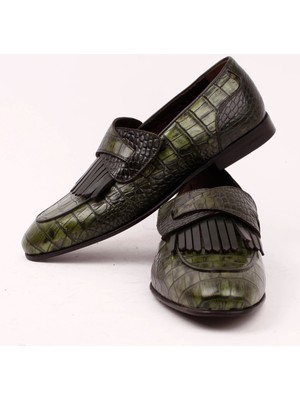 Bruno Shoes A600-35N Erkek Deri Klasik Neolıt Taban Ayakkabı-Yeşil