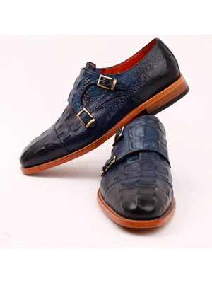 Bruno Shoes 444-5K Erkek Deri Klasik Kösele Taban Ayakkabı-Lacivert
