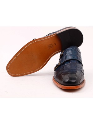 Bruno Shoes 444-5K Erkek Deri Klasik Kösele Taban Ayakkabı-Lacivert