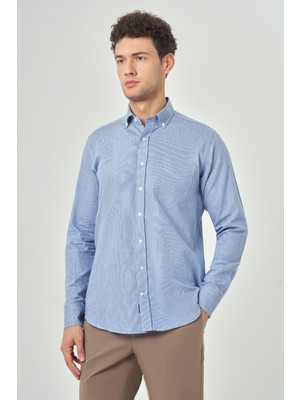 Bisse Erkek Regular Fit Uzun Kollu Spor Gömlek MAVİ GM23Y231117_D35