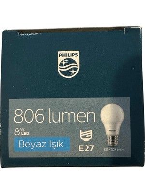 Philips Essential LED Ampul 8W - 60W E27 Beyaz Işık (5 Adet)