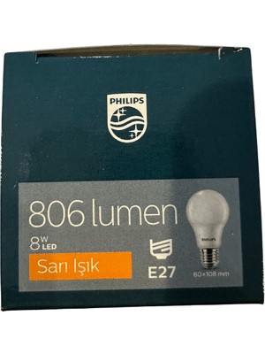 Philips Essential LED Ampul 8W - 60W E27 Sarı Işık (10 Adet)