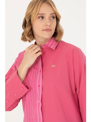 U.S. Polo Assn. Kadın Pembe Desenli Gömlek 50268683-VR041