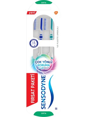 Sensodyne Çok Yönlü Koruma Diş Fırçası 1+1 Orta Sertlikte Etkili Temizlik Sunar