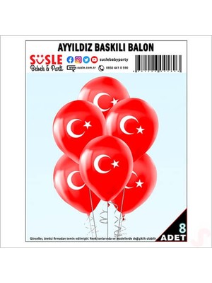 Süsle Bebek ve Parti Ay Yıldız Baskılı 30CM Balon - 8 Adet