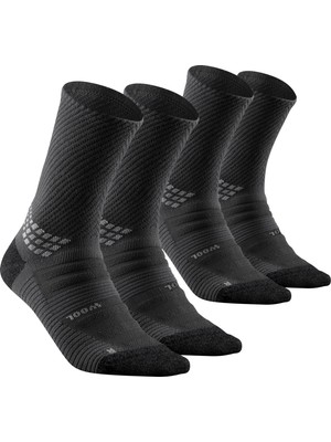 Decathlon Quechua Outdoor Çorap - Uzun Konçlu - Siyah - 2 Çift - Hike 900