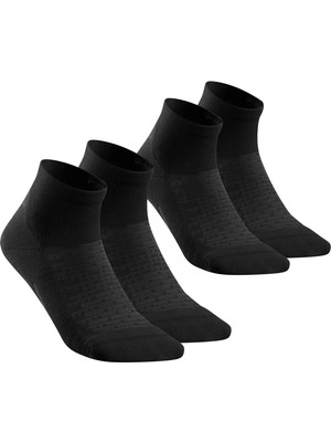 Decathlon Quechua Doğa Yürüyüşü Çorabı - Gri / Mercan Rengi - 2 Çift - Hike 100