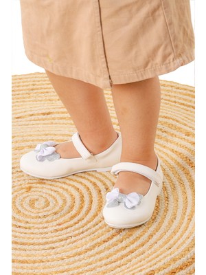 Kiko Kids Taşlı Cırtlı Kız Çocuk Fiyonklu Babet Ayakkabı Ege 204 Cilt