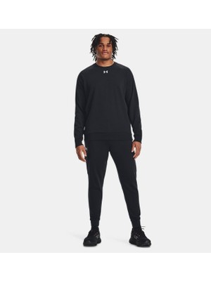 Under Armour Rival Fleece Crew Erkek Siyah Sweatshirt 1379755-001