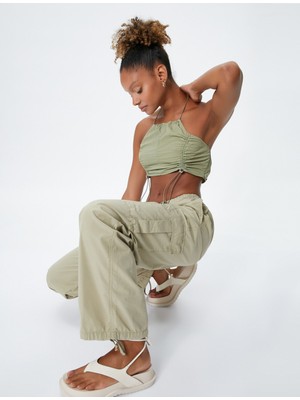 Koton Paraşüt Crop Üst Halter Yaka Stoperli